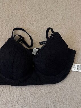 aerie Black Lace Underwire push up Bra
